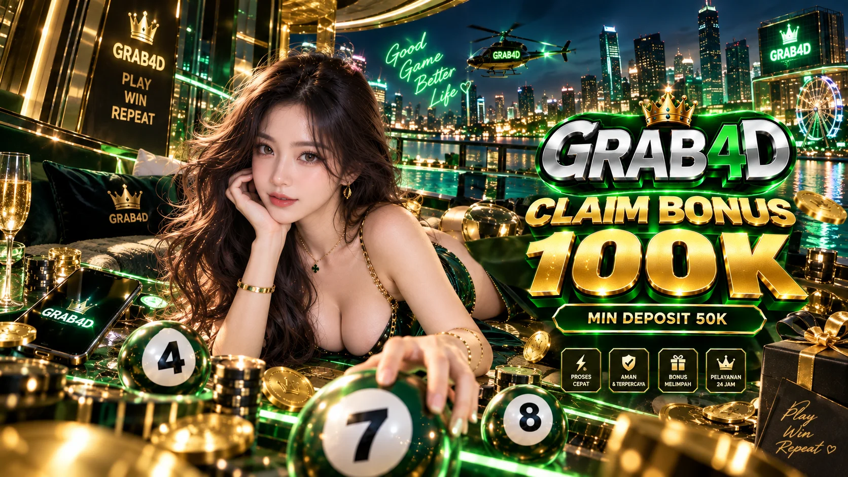 GRAB4D Claim Bonus 100K, minimal deposit 50K